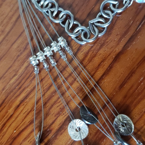 Chico's Necklace Toggle Lot Silver Tone Multi Strand Charm - Picture 8 of 11